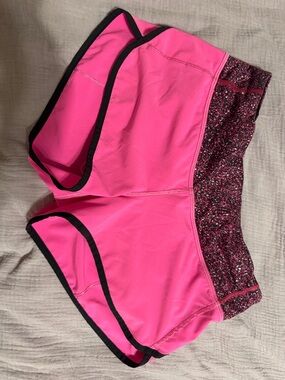 Bright Pink Speed Up Shorts with Patterned Waistband